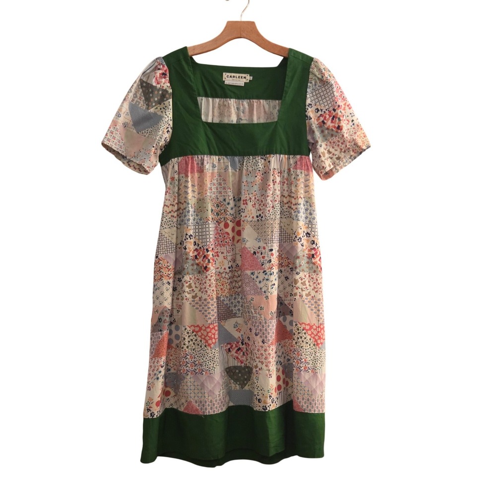 Carleen Anthropologie Patchwork Dress Prairie Cottagecore Rare Artisan Mini XS-S - Picture 2 of 13